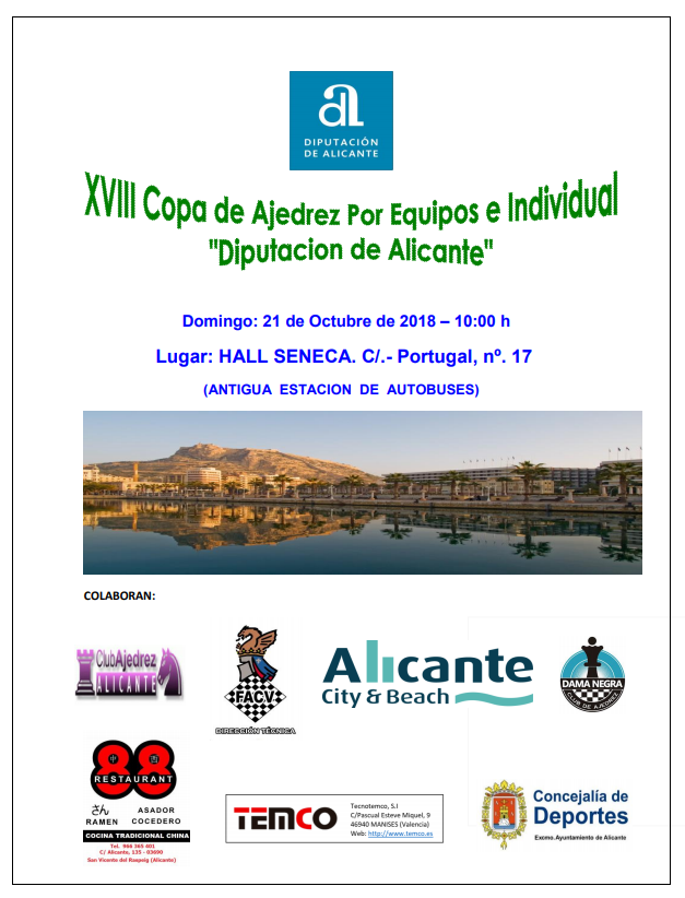 XVIII Copa de Ajedrez por Equipos e Individual Diputación de Alicante