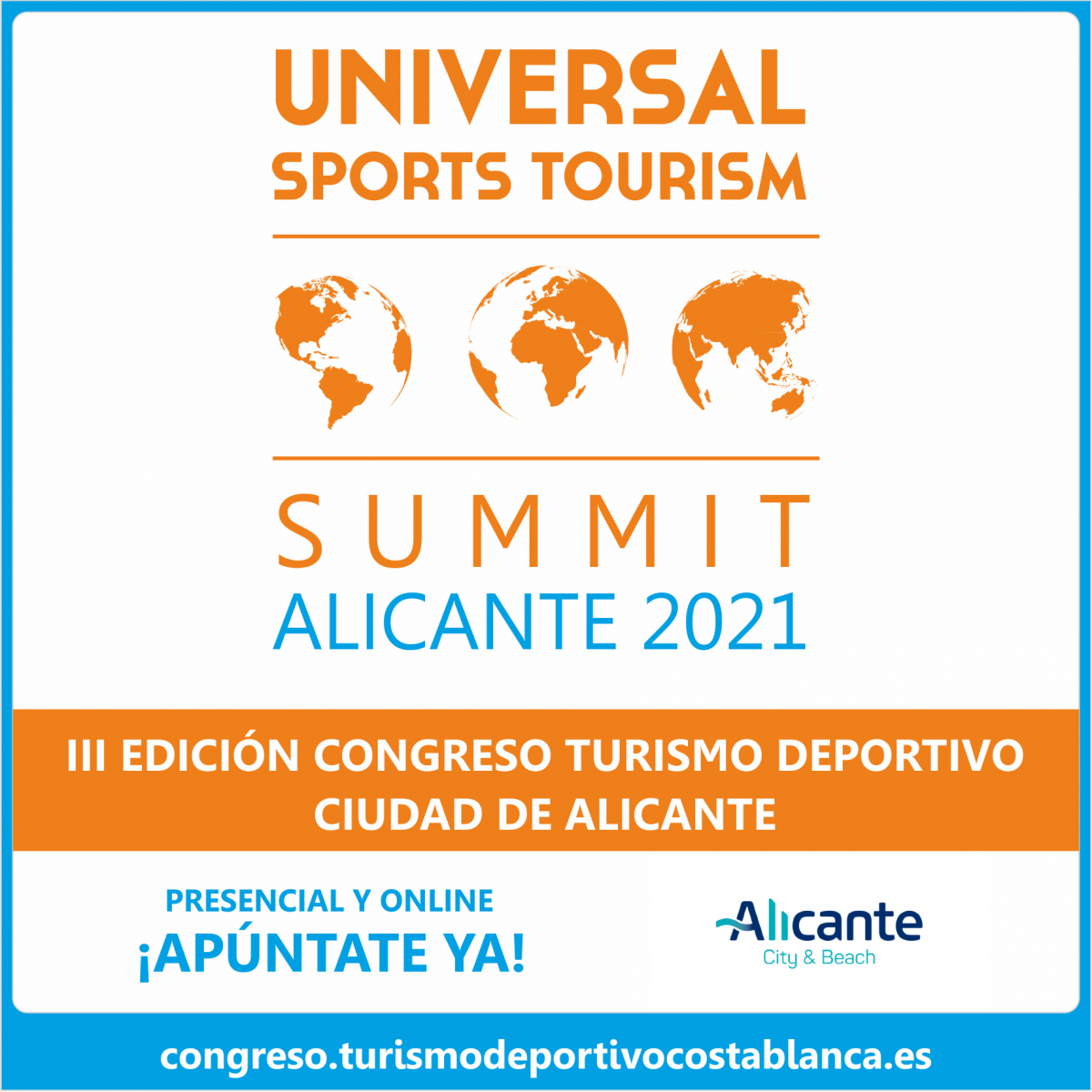 Cartel Anunciador Summit Turismo Deportivo que tendrá lugar en Alicante